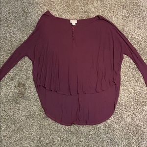 Purple high low long sleeve shirt